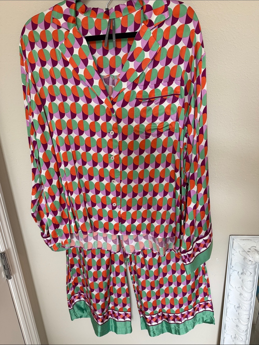Anthropologie Multicolor Geometric Pajama Set